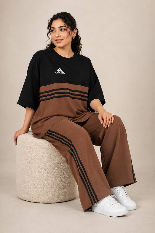 تولیدی پوشاک پایتخت: ☘️ست تیشرت و شلوار☘️✅طرح adidas✅نواردوزی دوزی ✅شلوار بگ قد ۱۰۰✅سایز فری تنخور تا ۴۶✅رنگبندی ۷رنگ ✅پک ۷ تایی✅جنس گلکسی ✅