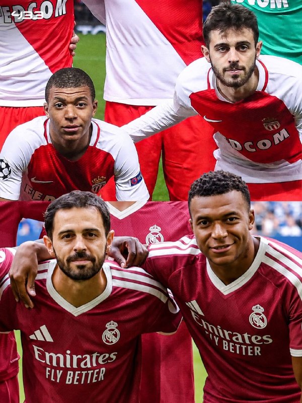 فوتبالی | Footballi.net: ۲۰۱۷ در موناکو، ۲۰۲۶ در مادرید؛از همتیمیهای موناکو تا دوباره کنار هم در رئال مادرید! 🤝👑⚪️کیلیان امباپه و برناردو سیلوا