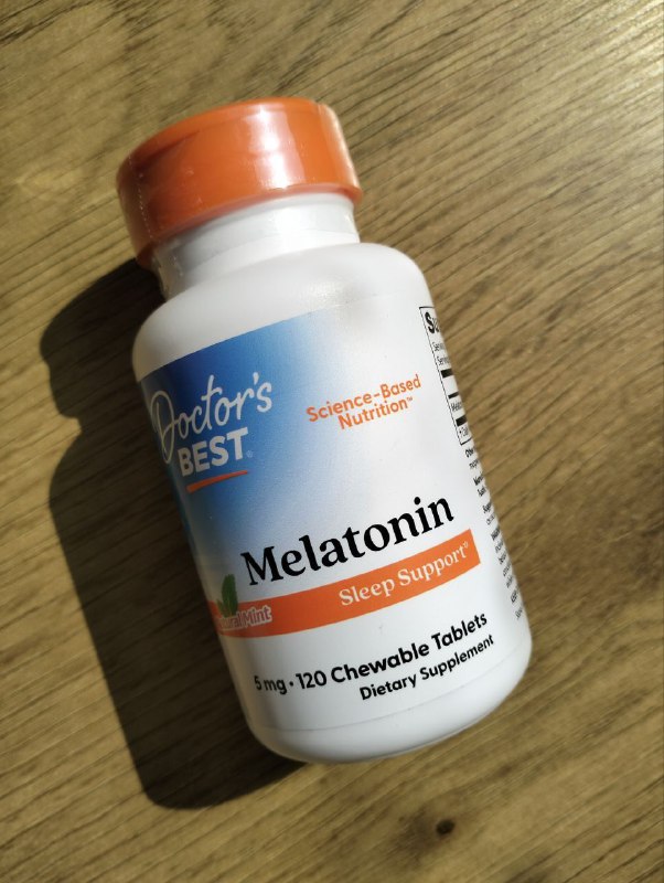 Мелатонин — 5 мг, 120 жевательных таблеток с мятным вкусом — фото 1