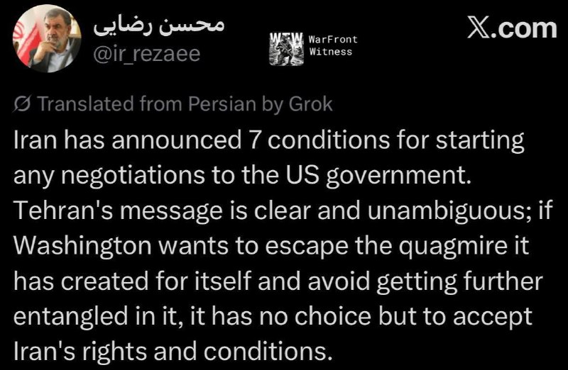 ️🇮🇷🇺🇸 Secretary of the Supreme National Security Council of Iran: