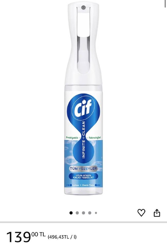 Cif Infinite Clean Doğal Probiyotikli Sprey Tüm Yüzeyler İçin 🏷️ Premiuma özel 400₺’ye 10…