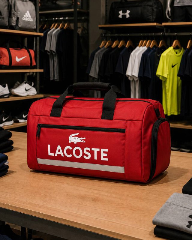 فروشگاه تخفیفی آنلاین: ⚽️ساک ورزشی LACOSTE ( قرمز )کد6567⚽️ جنس : ریپس (ترکیب پلی استر_نایلون)⚽️ دارای بند دوشی قابل تنظیم و جدا شونده⚽️ طول :4