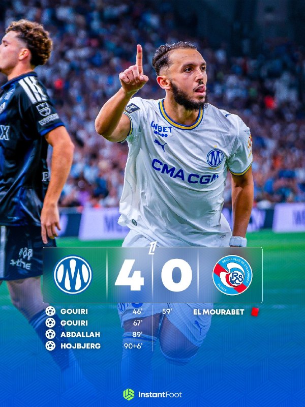 اخبار و نتایج زنده فوتبال: ⚽️هفته اول لوشامپیونا ✅ مارسی 4 _ استراسبورگ 0❌ افتتاحیه لوشامپیونا پرگل شد! برتری خانگی مارسی مقابل استراسبورگ 🆔 @livef