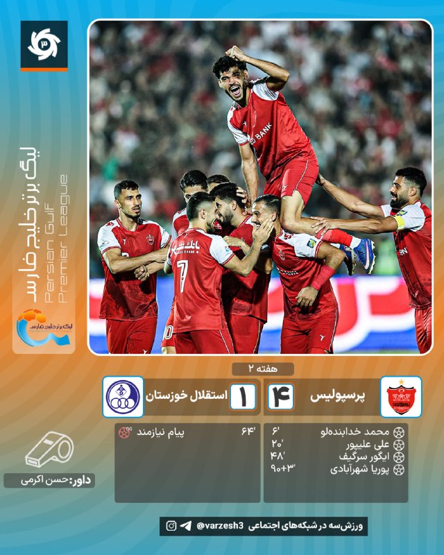 ورزش سه ✔: 🔥پاس نمایشی و دیدنی بیفوما؛ ⚽️🔴 گل چهارم پرسپولیس شهرآبادی در دقیقه 90+3 پرسپولیس 4 - استقلال خوزستان 1 @varzesh3غرش تیم