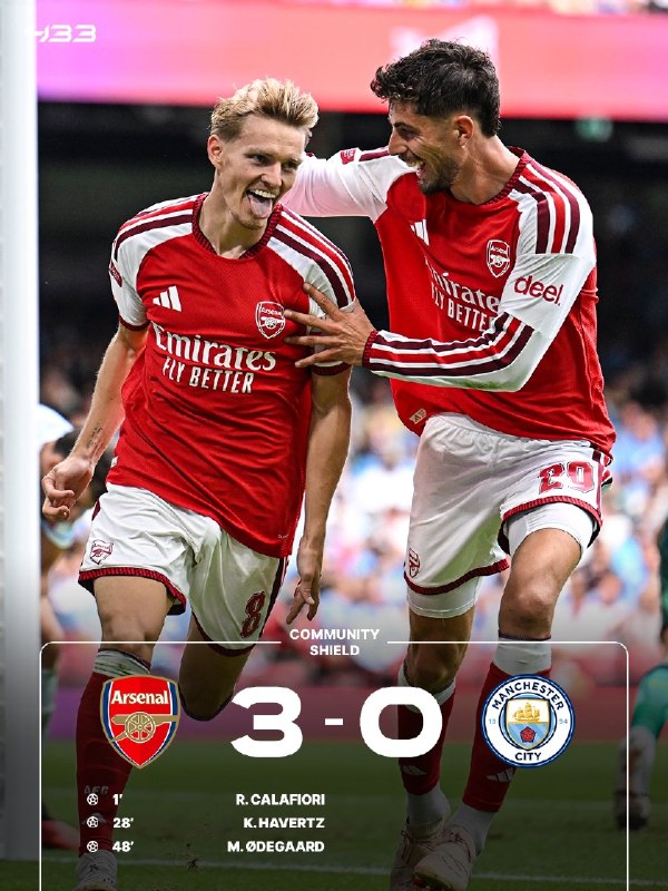 ‌‌‌اخبار ایران ✔: 🇬🇧سوپرکاپ انگلیس❌پایان بازی🇬🇧3⃣🆚0⃣🇬🇧|FT🗣نمایش ناامید کننده سیتی مارسکا🇬🇧آرسنال برای هجده‌مین بار قهرمان سوپرجام انگلیس ش