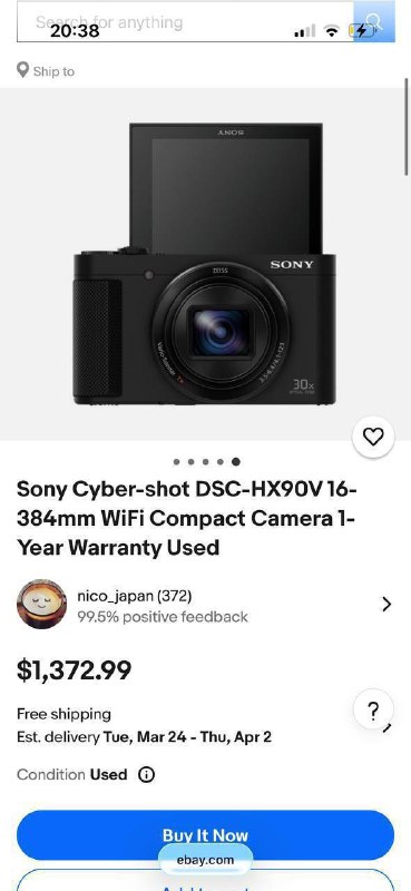 Sony Cyber-shot DSC-HX90V 16-384mm WiFi Compact Camera — фото 1