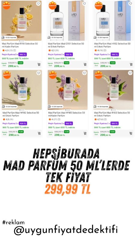 Mad Parfüm 50ml'lerde Tek Fiyat⭐️ 299,99₺➡️ https://app.hb.biz/hMdpIJnea1Dr#reklam