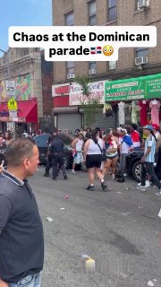 🇺🇸 Chaos erupted at the Bronx Dominican Day Parade in NYC, with fights, vandalism, and assaults on NYPD officers.Authorities arrested 16 people on gun charges, including a teen carrying a loaded assault rifle. Some residents are now demanding the event be canceled for good.Follow us -> LiveLeak