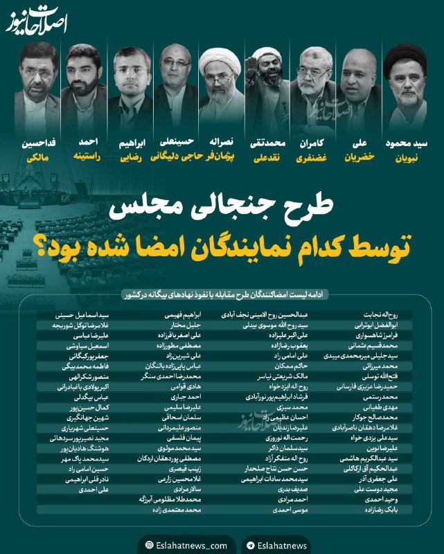 چمچمالی ها 🌹: ⚠️طرح جنجالی مجلس توسط کدام نمایندگان امضا شده بود؟از نبویان، خضریان، غضنفری،احمدی، نقدعلی، پژمانفر تا حاجی دلیگانی، راس