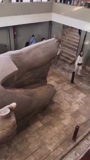 A close-up view of the ancient statue of Ramses II inside the museum in Egypt.Did you know? 🎓