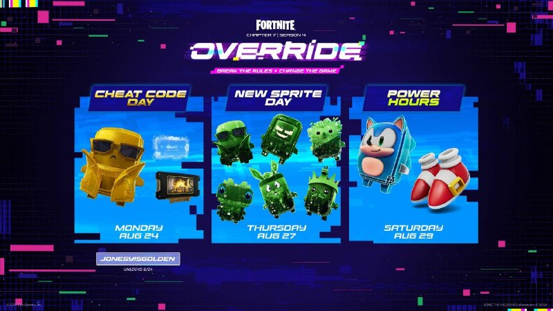 Fortnite Br | فورتنایت بی آر: 🔥🔥🔥| 🔥🔥🔥🔥📰 | رویدادهای هفته!🌟 دوشنبه 2 شهریور - "Cheat Code day"🌟 پنجشنبه 5 شهریور - "New Sprite Day"🌟 شنبه 7 شهریور -