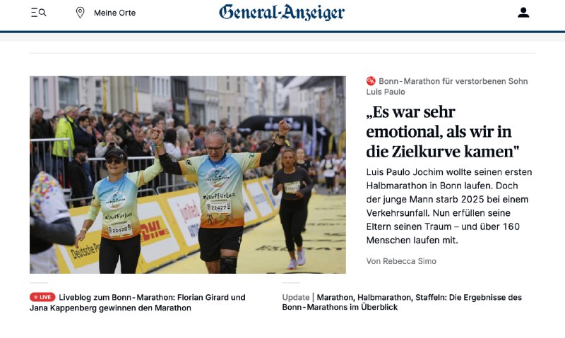 Родители погибшего юноши пробежали полумарафон за него. К семье присоединились еще более 150 человекМаркус и Лилиан Йохим пересекли финишную прямую полумарафона в Бонне, держась за руки. Они долго готовились к забегу и не сдавались, несмотря на проблемы с 