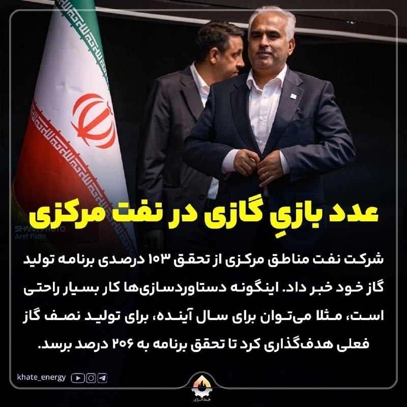 روزنامه سپهرغرب: ⭕️عدد بازیِ گازی در نفت مرکزی🔸️شرکت نفت مناطق مرکزی از تحقق ۱۰۳ درصدی برنامه تولید گاز خود خبر داد. اینگونه دستاوردسازی‌
