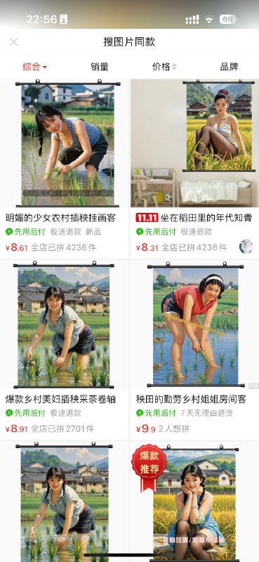 PDD上的农村少女挂画，AI生图变现的新赛道，看评论，农村大爷爱不释手，甚至多次拼单