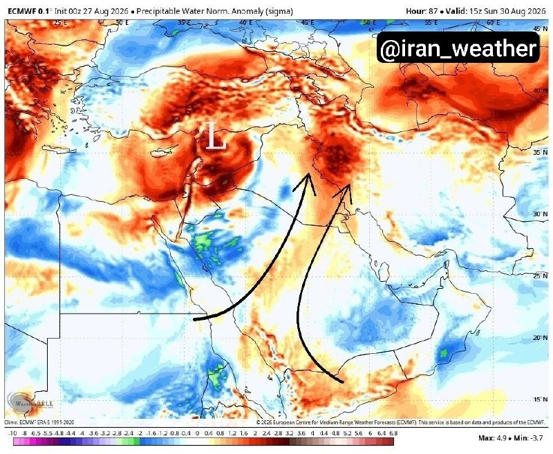 هواشناسی ایران: شارش بخار آب به نیمه غربی کشور اوایل هفتهاین اولین ریز موج جریانات مدار غربی است که پس از چند ماه روئیت میشود که مشابه م