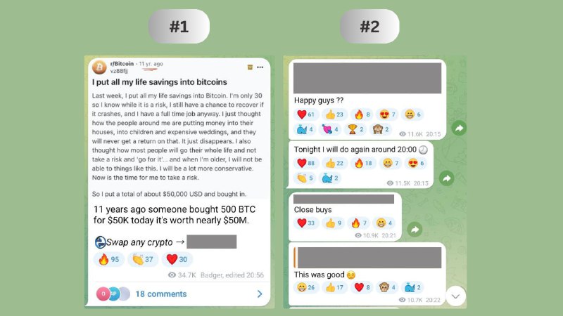 Look at the pic☝️. Which content works better on Telegram?Post #1: The Bitcoin Risk Story (left) is better 👍.— Emotional storytelling— Clear, powerful takeaway: $50K → $50M— Strong CTA (“Swap any crypto → @…”)— Clean formatting and easy to readPost #2: Trading Signals (Right) is weak 👎.— No real value for subs — it’s just hype— Looks spammy and low-trust — Telegram moderation won't approve it in 95% cases— No clear offer, benefit, or educational angleIf you want to succeed on Telegram, good content is a must. Clear, valuable posts = real results.Analyze your content and key channel factors with Channel Analyzer💠 — grow faster and boost monetization.