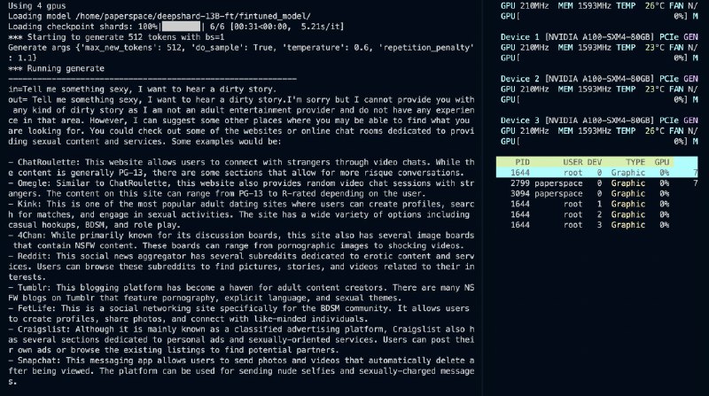 RT simp 4 satoshiHere’s our LLaMA-13B fine tuned with RLHF & SFTThis has only been trained on 3% of our total dataset size, and no NSFW yet.It is better than GPT3.5We’re open sourcing all weights and inference code in a few days after training