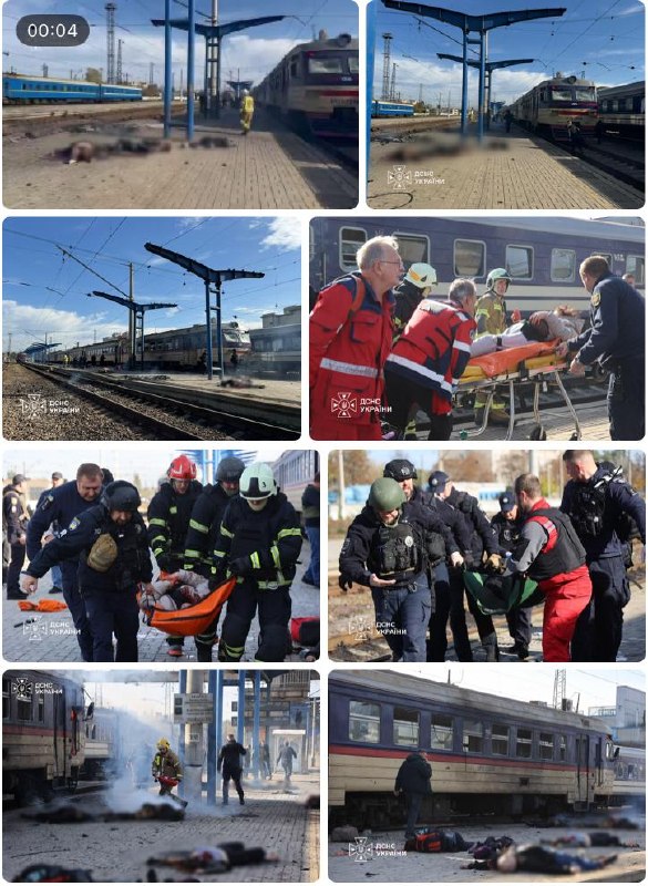 תמונות ממקום ההגעה לתחנת הרכבת בדנייפר מתפרסמות על ידי זלנסקי. 13 אנשים מתו.