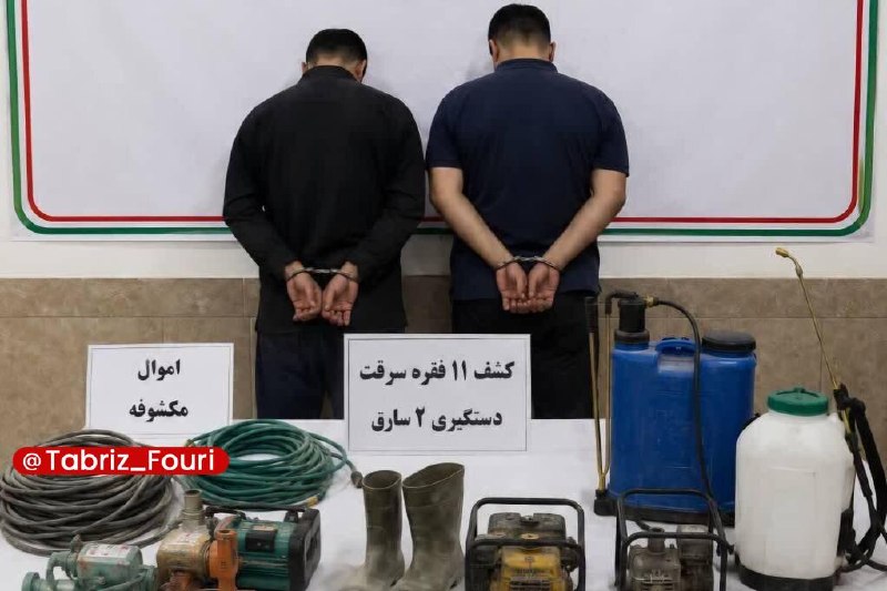 تبریز فوری: دستگیری ۲ سارق و کشف ۱۱ فقره سرقت در میانه🔹فرمانده انتظامی شهرستان میانه از دستگیری ۲ سارق و کشف ۱۱ فقره سرقت از خانهبا