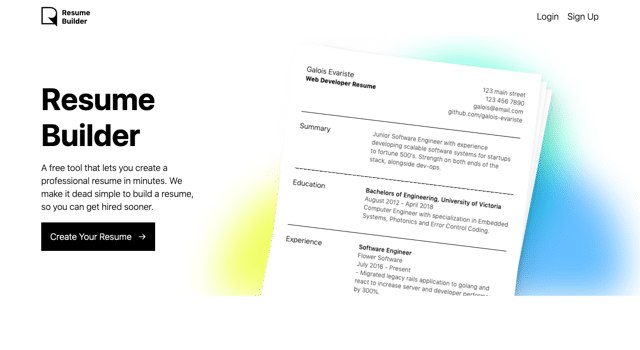 Resume Builder 免費履歷表產生器，快速建立一份專業的個人英文簡歷