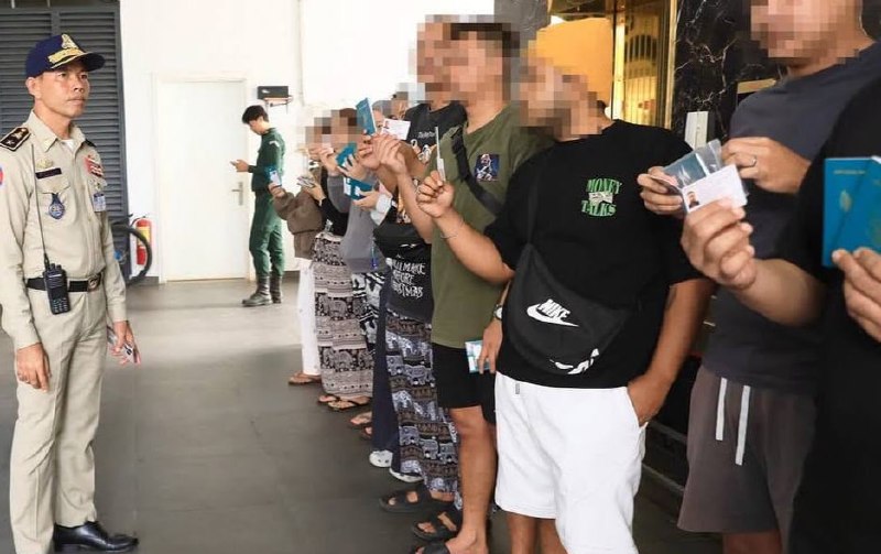 波贝大事件：柬埔寨警方近日在波贝市两处地点展开突查 抓获14名涉嫌网络诈骗的泰国配图