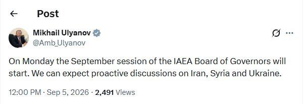 تجارت‌ نیوز: 🔻اولیانوف موضوعات مطرح در نشست آینده شورای حکام آژانس را اعلام کرد«میخائیل اولیانوف» نماینده دائم روسیه در سازمان‌ های ب