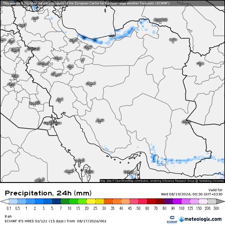 هواشناسی ایران: پیشبینی بارش برای فردامدل ECMWF @iran_weather