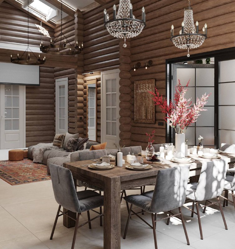 Проект загородного дома из оцилиндрованного бруса,площадь 172 кв.м. Интерьер выполнен в стиле Рустик тёплое дерево, естественные текстуры и спокойн... - изображение 6 - проект, загородного, дома