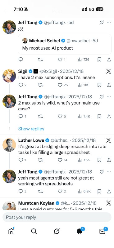 最近有位推友 Jeff 在推上问：谁在为 Manus 付费？在我们自己还没关注到这条推时，就有好多的 Manus 用户去下面发布自己的使用场景，一条条读过去，非常感动