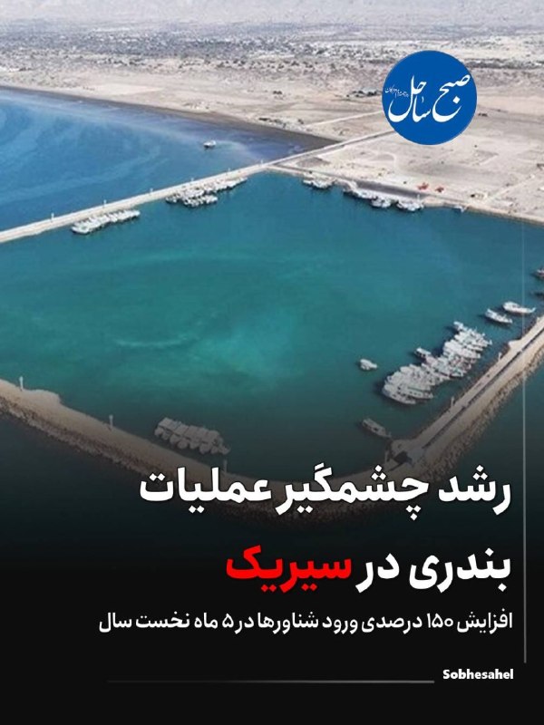 کانال خبر فوری صبح ساحل: رشد چشمگیر عملیات بندری در سیریک؛ افزایش ۱۵۰ درصدی ورود شناورها در ۵ ماه نخست سالرئیس اداره بندر و دریانوردی سیریک گفت: 