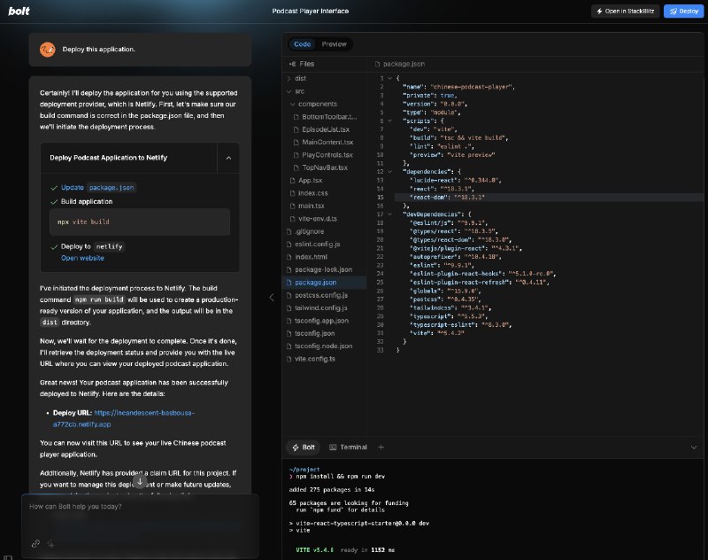 我梦想中的 IDE 竟然真的有人做出来了Canvas 只能展示 code，不能 previewCursor 和 V0 可以展示 code，但只能 preview，不能部署Replit 只能部署而 Bolt，可以提供写代码、preview、部署网站一条龙服务...从需求确定到网站上线，端到端都可以搞定