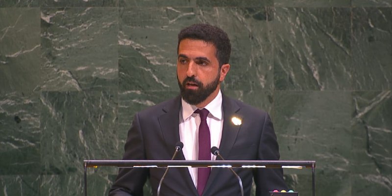 נציג קבע של סוריה באו"ם, איברהים אולאבי, במהלך מושב של העצרת הכללית של האו"ם: נשים רבות ברחבי העולם סבלו, כ…