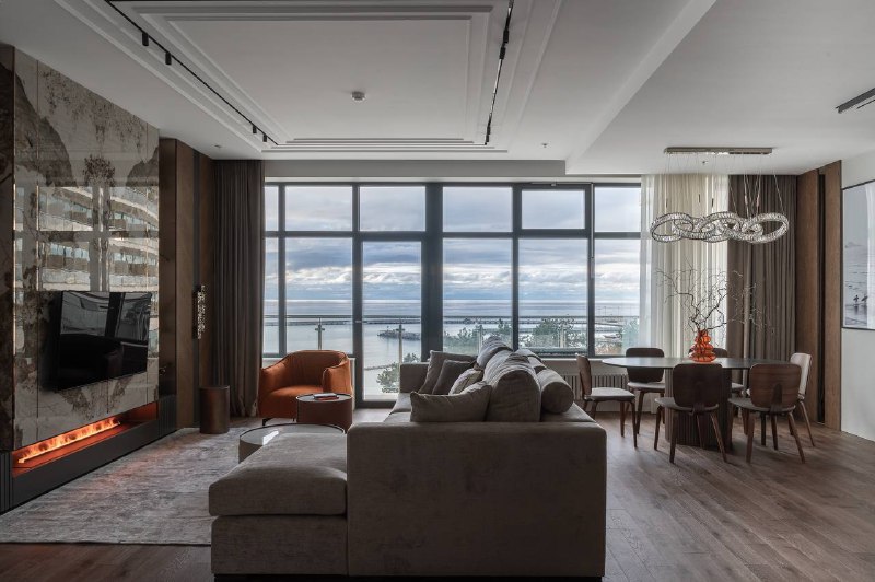 Реализованная кухня-гостиная с прихожей площадью 54,3 м . Проект был реализован хозяевами самостоятельно с вниманием к деталям и следованием первон... - изображение 6 - гостиная, выразительным, реализованная