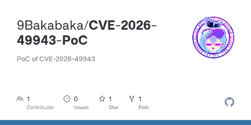 GitHub - 9Bakabaka/CVE-2026-49943-PoC: PoC of CVE-2026-49943