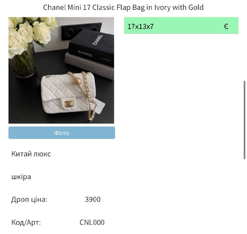Chanel Chanel Mini 17 Classic Flap Bag in Ivory with Gold, фото 10