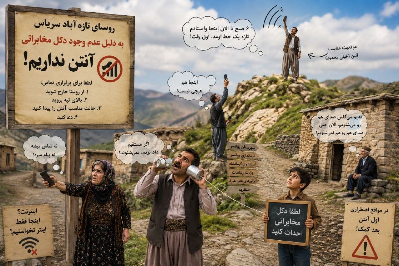 کلاغ اورامانات: تازهآباد سریاس؛ چند ماه انتظار برای یک دکل مخابراتی!اهالی روستای تازهآباد سریاس از توابع شهرستان روانسر، ماههاست با ض