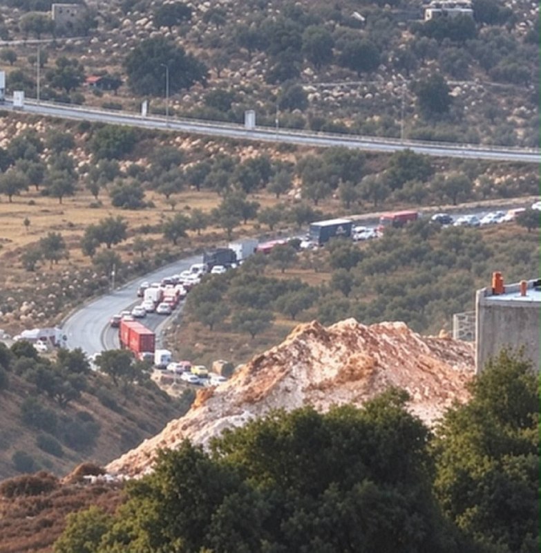 ازدحام حاد على حاجز عين سينيا شمال رام الله