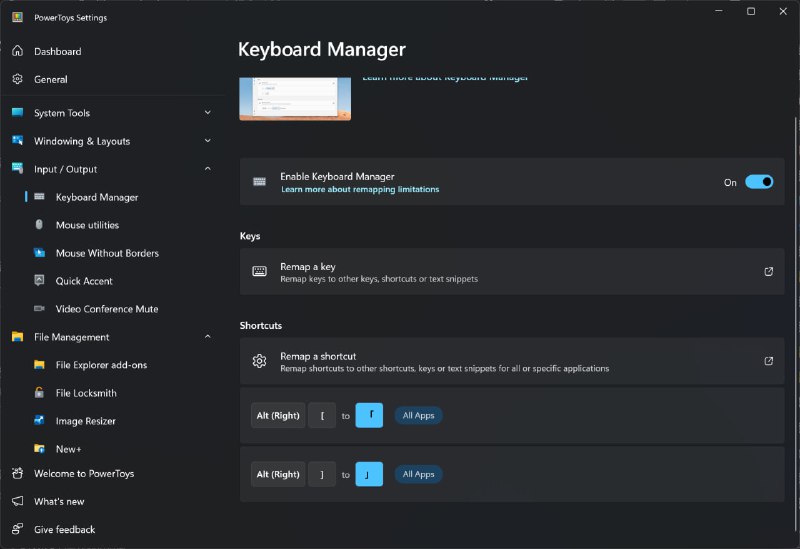 日文括号Mac 的键盘布局和 Windows 不大一样，除去 control command 外，两者在按下 shift + [ 的映射如下：* Mac: 「」* Windows: {}因为 {} 在中文语境中几乎没有运用的地方，我个人更喜欢 Mac 的布局