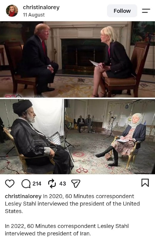 AbdiMedia I عبدی مدیا: 📱 وقتی رئیسجمهور آمریکا مصاحبه را نیمهکاره رها کرد✍️ لسلی استال، خبرنگار برنامه «۶۰ دقیقه»، در سال ۲۰۲۰ با رئیسجمهور