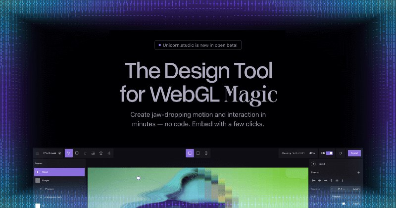Unicorn Studio — No-code WebGL Tool