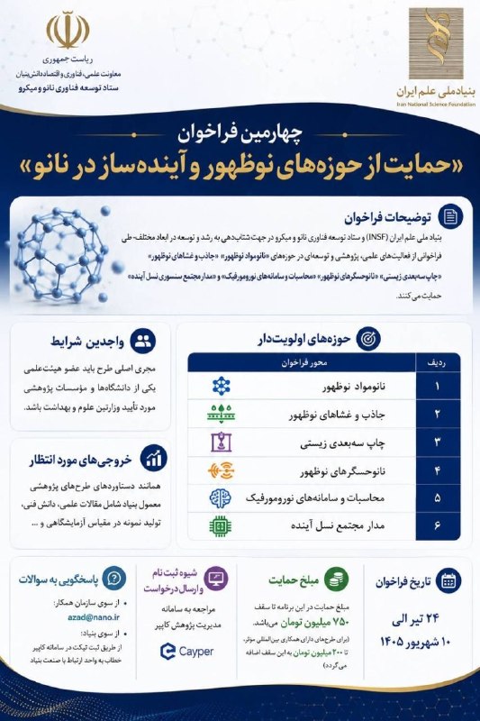 IEEE UOK Student Branch: 📢 فراخوان ویژه حمایت از طرحهای پژوهشی در حوزههای نوظهور و آیندهساز🔷 بنیاد ملی علم ایران با همکاری ستاد توسعه فناوری ن