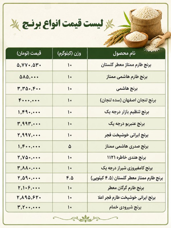 ارومیه کلوب | UrmiyeClub: 🔺بازار برنج عجیب شد▫️در شرایطی که برداشت برنج در حال انجام است، قیمت برنج هاشمی ممتاز مسیر عجیبی را طی می‌کند و در بازار