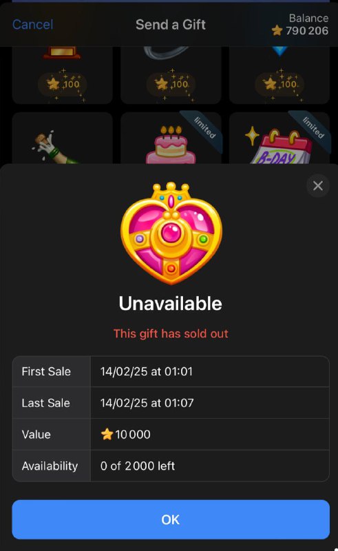 $1,850,000 in just 1 hour 30 minutes.Not clickbait, real money that Pavel Durov made selling Valentine's Gift Collections on Telegram💖:— 2,000 hearts at $200 each ($400,000 in 6 minutes)— 15,000 Loot Bags at $50 each ($750,000 in 24 minutes)— 35,000 rings at $20 each ($700,000 in 1 hour)All while you were sleeping.Wondering who buys this stuff and why? Legit question. Here's the deal:These digital gifts appear on your Telegram profile when someone sends them to you. When others visit your profile, they see your gifts🎁.People buy them for status. It's like designer clothes but online — showing they can afford it. It also shows that the receiver is special if someone spent $200 on a digital gift — simple status symbol. Plus, limited editions create hype. Scarcity makes anything more desirable (yes, even digital hearts). FOMO is real.Wild, right?🎁🎁🎁🎁🎁🎁🎁🎁🎁🎁