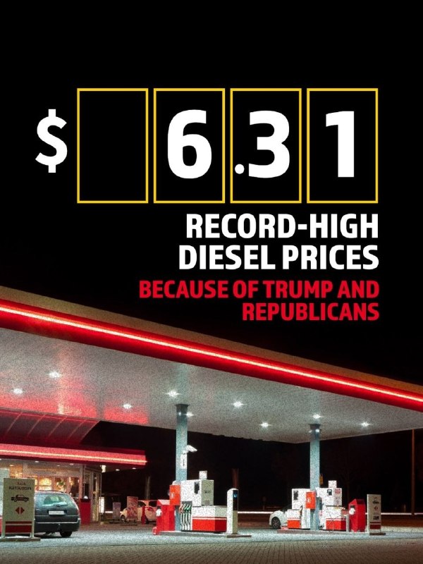 Sharp criticism from the official Democrats' page in the US House of Representatives over the rise in diesel prices following the war, which they say is Trump's illegal and costly war with Iran: