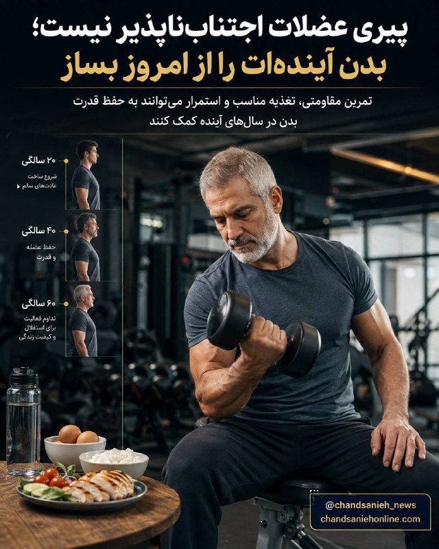 نایاب و ممنوعه: عضله‌هایتان را برای آینده بسازید؛ پیری از امروز شروع می‌شود🔹با افزایش سن، کاهش تدریجی توده عضلانی و قدرت بدنی طبیعی است،