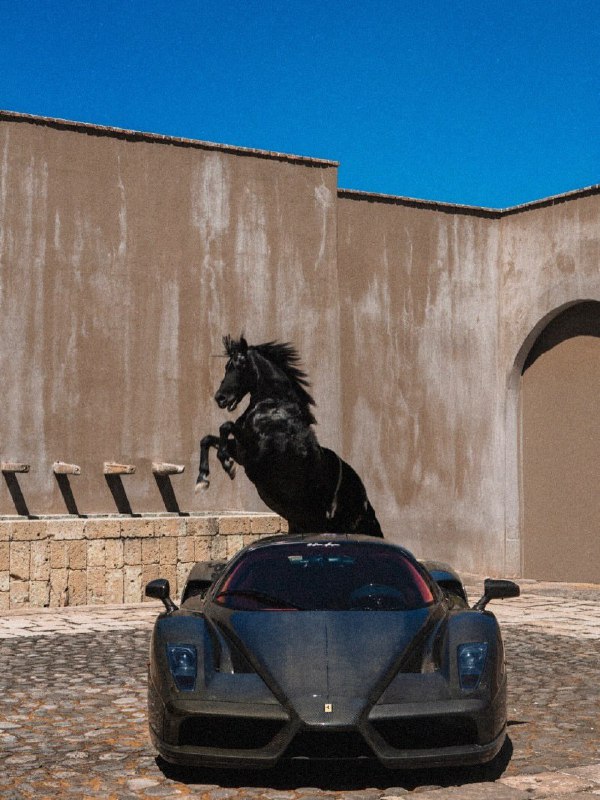 В Мексике пересобрали логотип Ferrari в реальности — фотограф снял углеродный Ferrari Enzo рядом с н