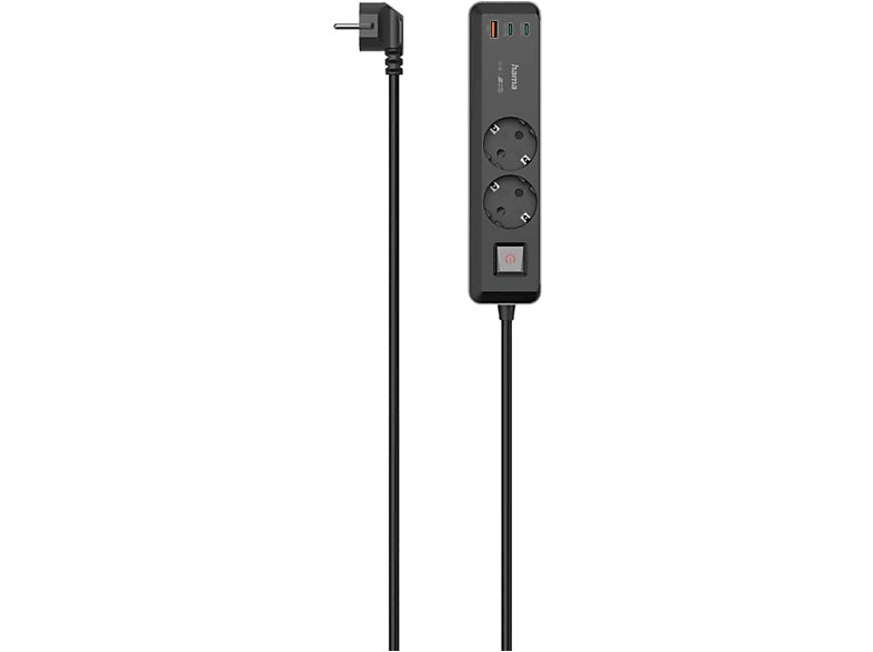 Regleta - Hama 00223062, 2 tomas, Para exteriores, Montaje pared, Conexión USB,