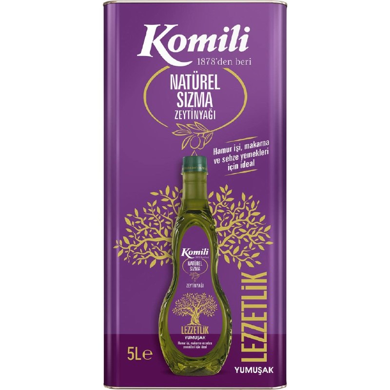 Komili Ege Sızması Natürel Sızma Zeytinyağı, Teneke, 5 Lt