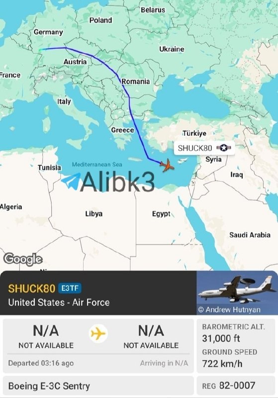 The American E-3 surveillance and reconnaissance aircraft is returning to the Sultan base in Saudi Arabia.