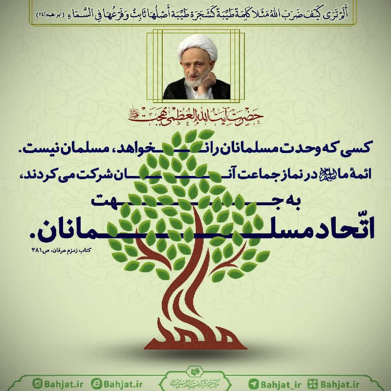 ذڪـر رۅزانـہ: 📢 هفته وحدت مبارک باد ✅آیت‌الله بهجت قدس‌سره:کسی که وحدت مسلمانان را نخواهد مسلمان نیست... ذکرروزانه ‌‌‌‌‌‌‌‌‌‌‌‌‌‎‌‌‌‎‌